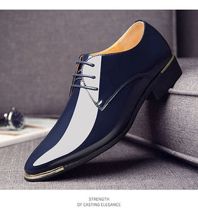 2019 Newly Men's Quality Patent Leather Shoes White Wedding Shoes Size 38-48 Black Leather Soft Man Dress Shoes