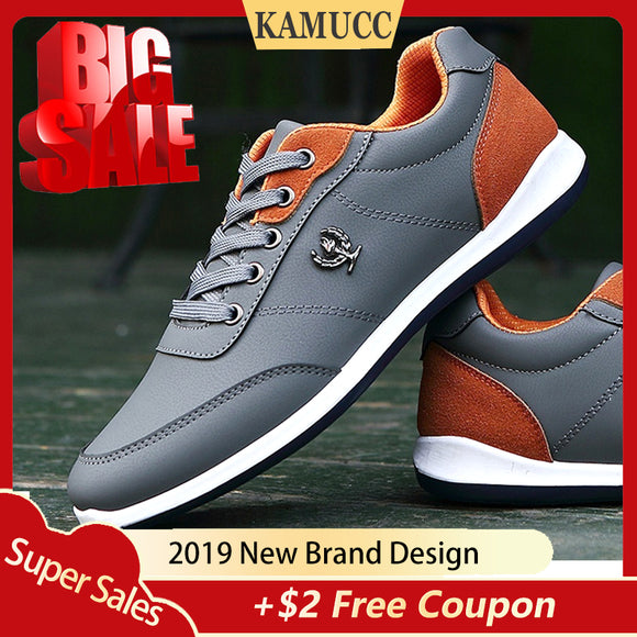 Men's Casual Shoes Sneakers For Men Flats Trainers Walking Shoes Zapatillas British Style Shoe Lace Up PU Leather Men Shoes