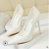 Patent Leather Thin Heels Office Women Shoes New Arrival Pumps Fashion High Heels Shoes Women's Pointed Toe Sexy Shoes Shallow