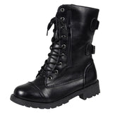 women boots military Women's Roman Riding Cowboy Half platform Boots Zipper Mid-Calf Boots 2019 fall and Winter new Ladies Shoes