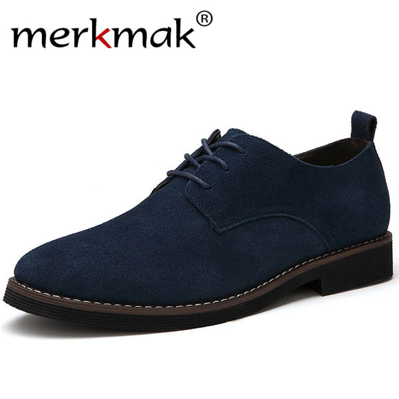 Merkmak Brand Plus Size 48 Men Casual Shoes Oxfords Cow Suede Men's Flats Spring Autumn Fashion  Classic Shoes