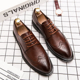 JAZZPOSTURE 2019 new men's dress shoes men's classic retro lace men's brogues  men dress shoes leather q52