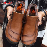 Winter New Men Keep Shoes High Quality Men's Leather Shoes Ankle Boots Man Snow Boots Comfortable Moccasins Shoes Big Size 48