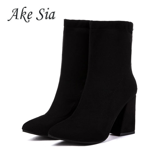 2019 winter new line pointed high-heeled ankle boots women's fashion simple and comfortable shallow mouth short boots k112