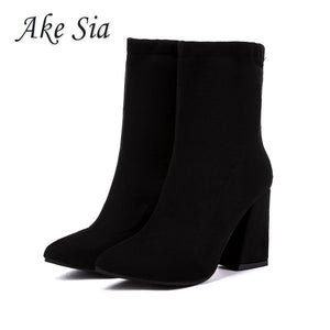 2019 winter new line pointed high-heeled ankle boots women's fashion simple and comfortable shallow mouth short boots k112