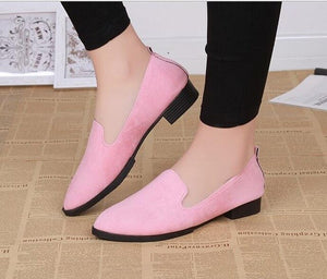 QSR 5 colour 2019 New suede round head lazy single shoes low heel shallow mouth with casual comfortable women's shoes