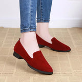 QSR 5 colour 2019 New suede round head lazy single shoes low heel shallow mouth with casual comfortable women's shoes