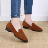 QSR 5 colour 2019 New suede round head lazy single shoes low heel shallow mouth with casual comfortable women's shoes