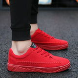 new fashion Summer Autumn men's casual sneakers Canvas lace up shoes boys breathable soft black red shoes MB-53