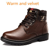 Men Winter Shoes Warm Comfortable Fashion Genuine Leather Snow Boots Waterproof Boots Men's wool Short plush Warm Boots