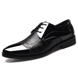 2019 Black Fashion Men's Dress Shoes Classic Business Shoes Wedding Dress Pointed Leather Shoes Elegant Office Oxford Shoes