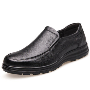 Genuine Leather Shoes Men Brand Footwear Non-slip Thick Sole Fashion Men's Casual Shoes Male High Quality Cowhide Loafers K059