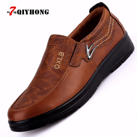 QIYHONG New Trademark Size 38-47 Upscale Men Casual Shoes Fashion Leather Shoes For Men Summer Men'S Flat Shoes Dropshipping