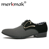 Merkmak Men Leather Shoes Office Men's Dress Suit Shoes Italian Style Wedding Casual Shoes Pointed Toe Business Men Shoes