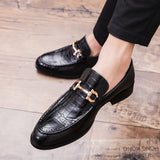 2019 Men Formal Business Brogue Shoes Luxury Men's Crocodile Dress Shoes Male Casual Genuine Leather Wedding Party Loafers